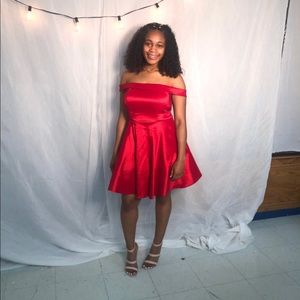 Red Off-the-Shoulder Skater Dress